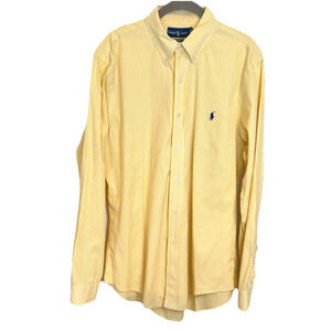 Ralph Lauren Men's Custom Fit Striped Poplin Shirt Yellow Size 16/34-35 $168